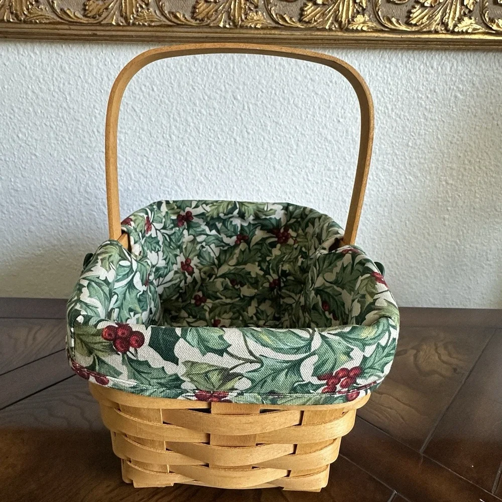 Longaberger 2002 Spring Basket 10.5 Inch Handle American Holly Tree‎ Liner New